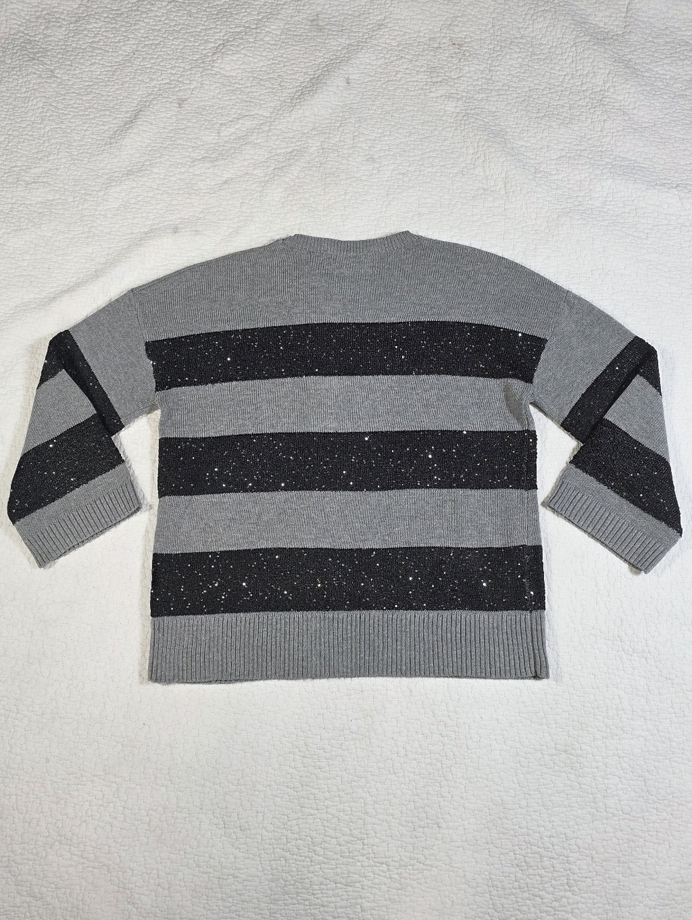 Melanie Lyne Sequin Embellished Bland And Gray Striped Sweater - Picture 8 of 13